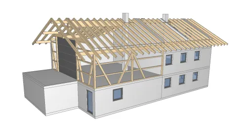Gewerbehalle mit Privathaus
