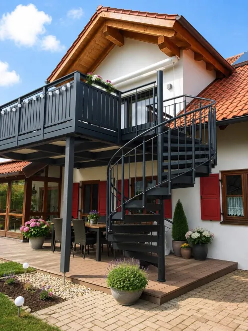 Alubalkon mit Treppe