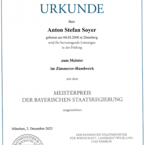 Anton Stefan Soyer Urkunde